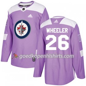 Winnipeg Jets Blake Wheeler 26 Adidas 2017-2018 Purper Fights Cancer Practice Authentic Shirt - Mannen